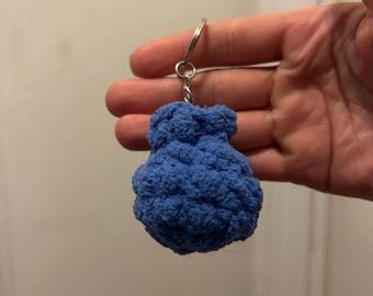 Handmade Crochet Blueberry Keychain: Chenille Yarn Bag Charm