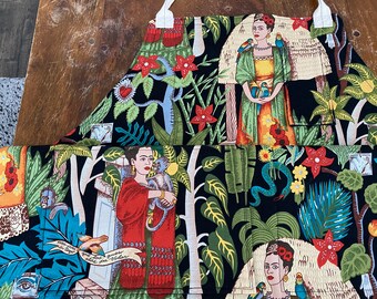 Frida's Garden in Black, Reversible Apron