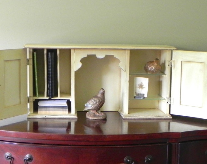 Vintage Desk Organizer Cubbies Pigeonhole Top Organize Storage Shabby