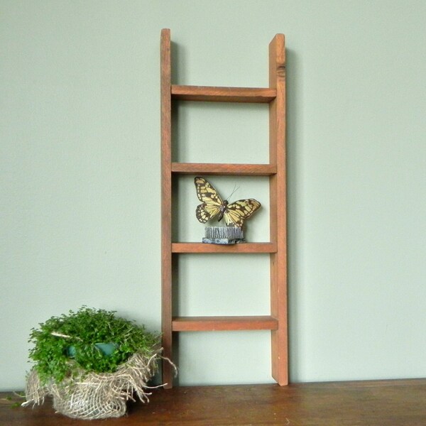 Vintage ladder shelf - rustic and simple - perfect for displaying dish towels handkerchiefs