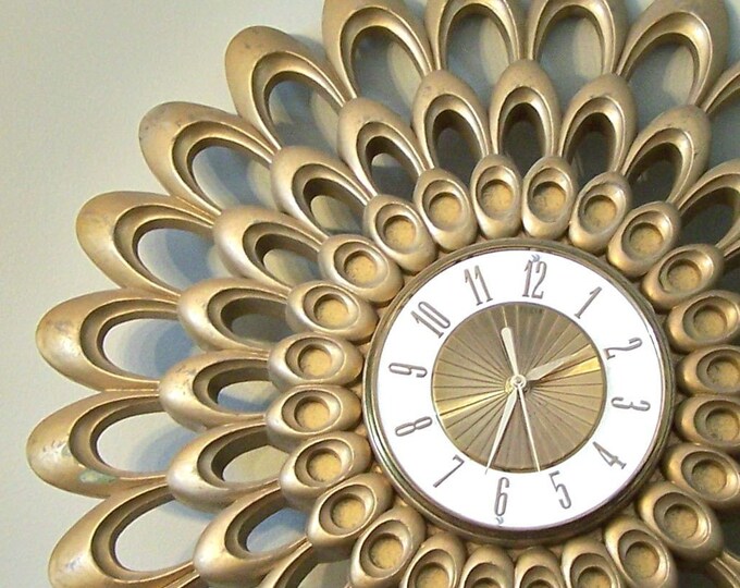 Retro Sunburst Wall Clock by Elgin Etsy