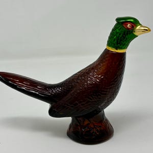 Vintage Avon Pheasant Decanter – Amber Glass Bird Bottle – Blend 7 After Shave Collectible – 1970s Autumn Vanity Decor