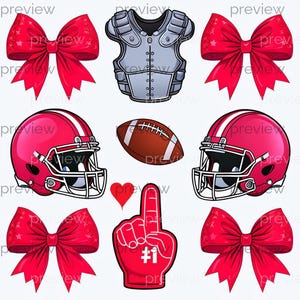 Design vibrant sur le thème du football avec casques, ballon de football, épaulette, nœuds et doigt en mousse - Parfait pour les célébrations sportives