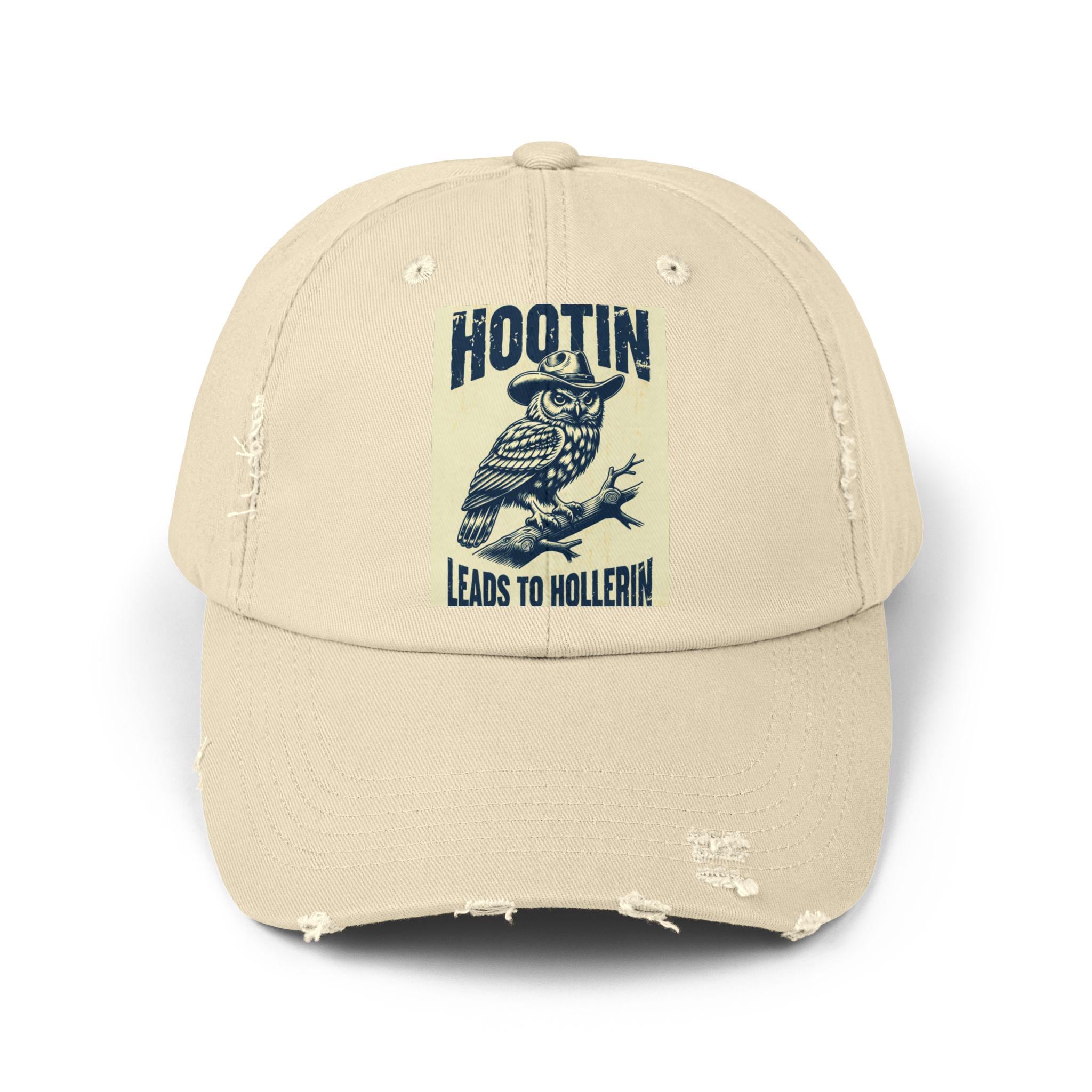 Hootin' Distressed Cap, Owl Lover's Hat, Casual Style Cap, Vintage Cap, Gift for Nature Enth