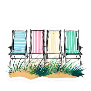 Strand Stühle Clipart für Sommer Spaß - Instant Download Sublimation Design für Entspannung am Meer