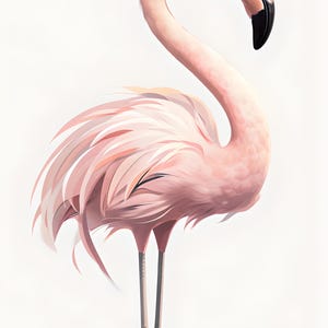 Vibrant Pink Flamingo Clipart for Instant Download - Stylish Sublimation Design with Elegant Curved Neck and Fluffy Texture