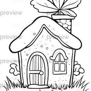 Wunderliche Cartoon Haus Malseite - nahtlose Muster für digitales Papier, Geschenkverpackungen und zum ausdrucken