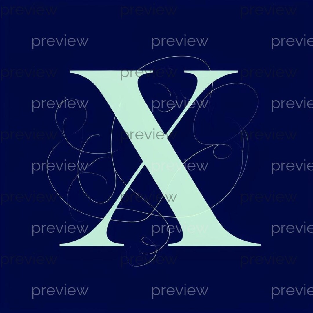 Elegant Stylized Letter X in Pastel Blue With Swirling Lines - Modern ...