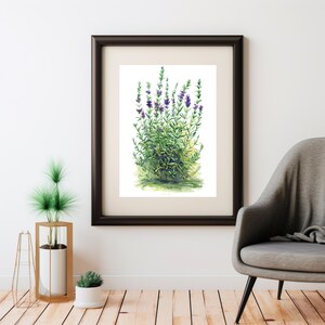 Serene Lavender Botanical Illustration - Digital Art Print for Instant Download - Perfect Wall Art for Nature Lovers