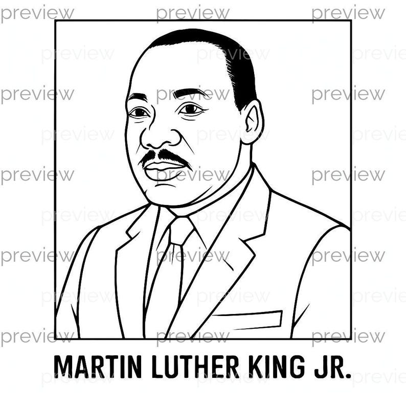 Martin Luther King Jr. Black and White Stylized Illustration ...