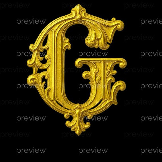 G Ornate Gold Letter G Digital Art - Luxurious Vintage Design for Printable Instant Download