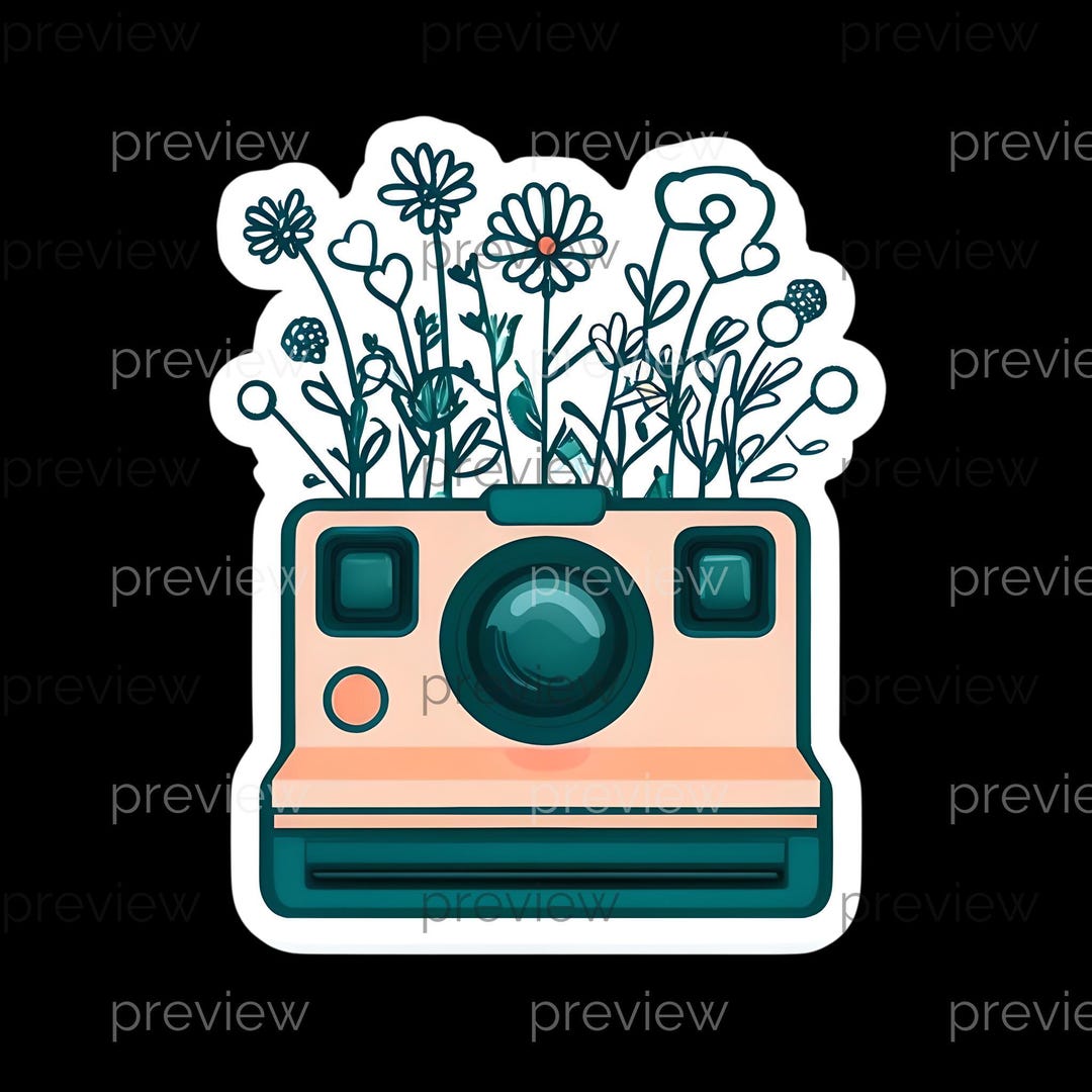Whimsical Vintage Camera Illustration With Flowers - A Creative Blend ...