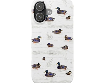 Custodia sottile per telefono con motivo a papera selvatica / Design con anatroccoli acquatici