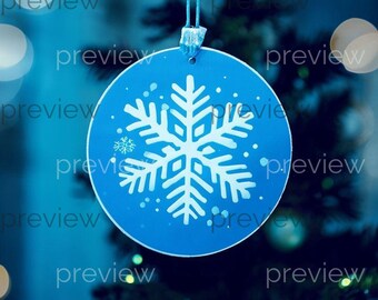 Blue Snowflake Ornament Digital Art for Winter Decor - Printable Instant Download
