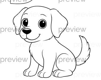 Niedliche Welpen Malseite mit D und Hund - Perfekt für Lernmaterialien und kreative Projekte für Kinder