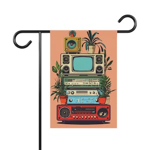 Retro Garden & House Banner | Bohemian Decor, Vintage Style Garden Flag, Plant Lover Gift, Outdoor Decor, Home and Garden Art