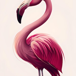 Clipart flamant rose stylisé vibrant pour téléchargement immédiat - parfait pour la conception par sublimation et les projets créatifs