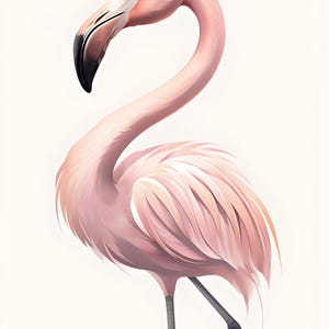 Clipart flamant rose élégant à téléchargement immédiat - Sublimation avec des couleurs vives et une posture gracieuse