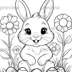 Fröhliche Osterhäschen Digital Download Muster zum Ausmalen und für Geschenkverpackungen und bedruckbares Papier