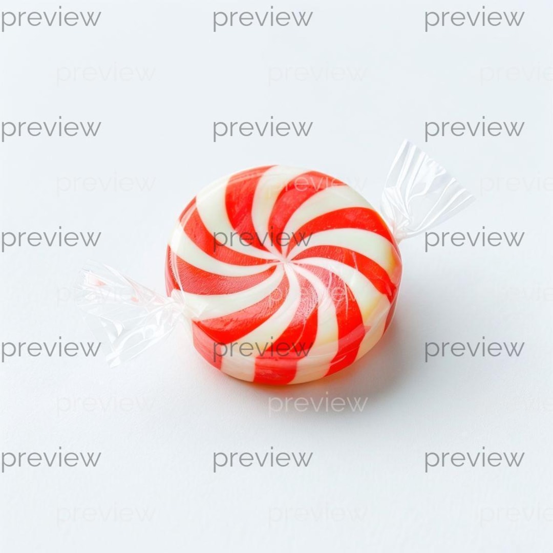 Glossy Round Peppermint Candy With Classic Red and White Spiral Design ...