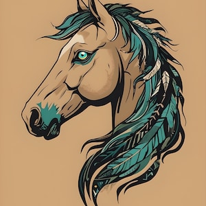 Boho mystique cheval western en téléchargement numérique PNG - Clipart dynamique pour la conception par sublimation et projets artistiques