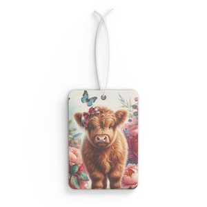 Cute Highland Cow Car Air Freshener, Vehicle Scent Diffuser, Fun Cow Lover Gift, Novelty Auto Decor, Scotland Souvenir, Unique Car Accessory