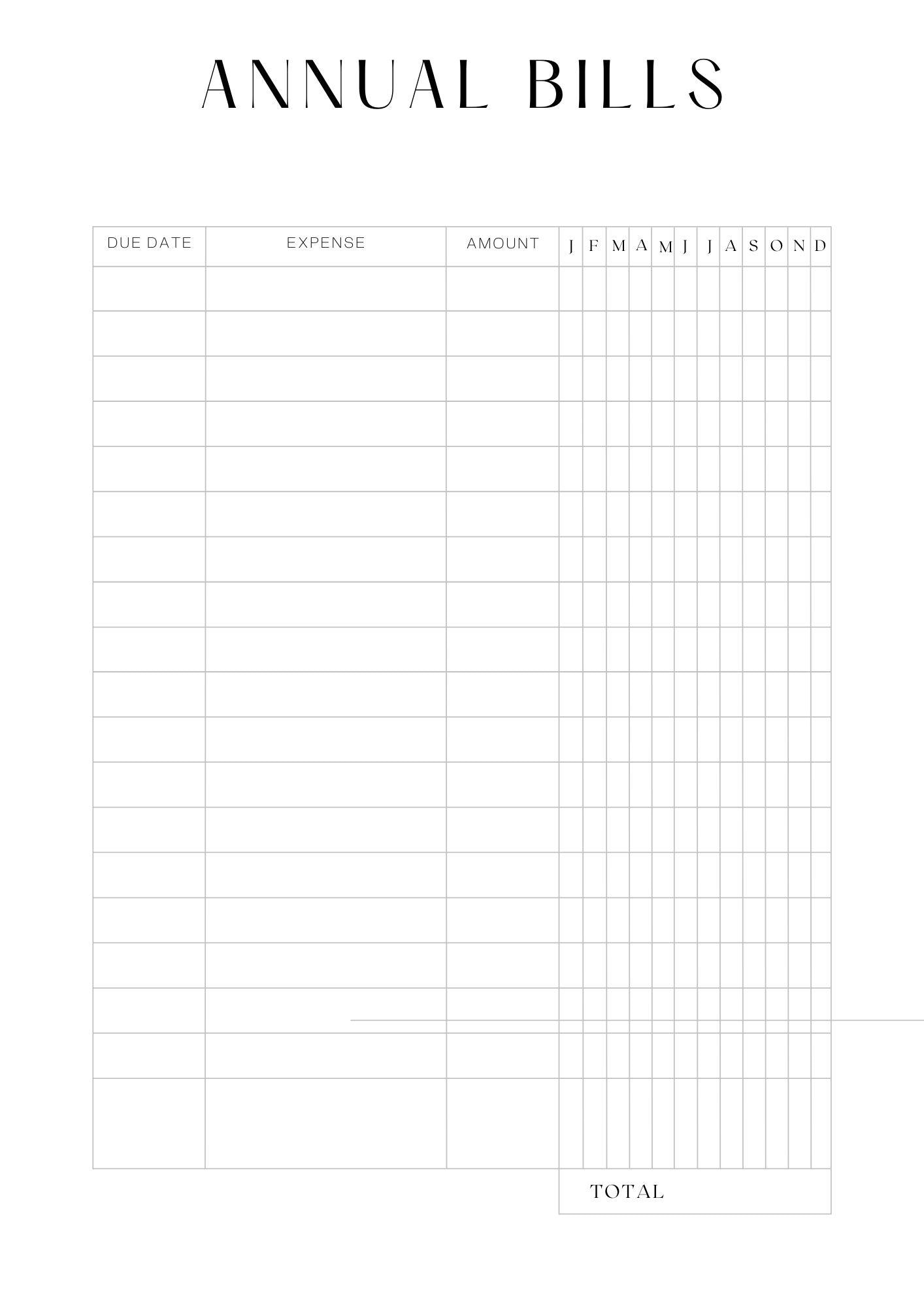 Annual Bill Digital File Instant Download Pdf - Etsy