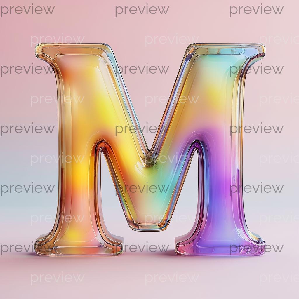 M Lettering Pastel M Glossy Pastel Letter M - Modern 3D Design With Gradient Colors for ...