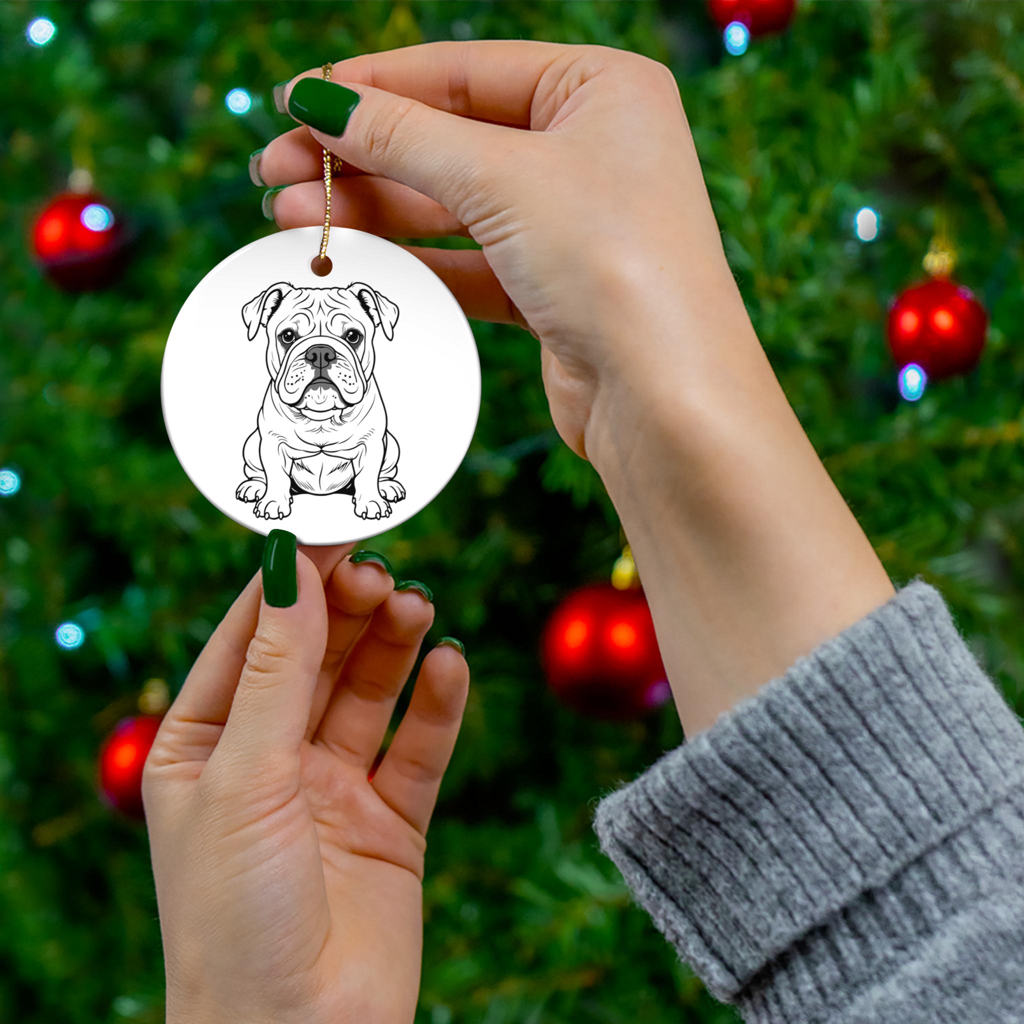 犬彫刻付き コンクリート 陶器 オーナメント ブルドッグの陶器製オーナメント - ペット愛好家へのギフト、犬の装飾