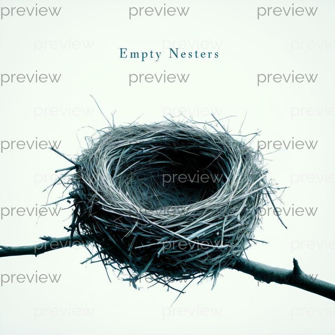 Empty Nesters - Serene Digital Art of an Empty Bird's Nest on a Branch ...