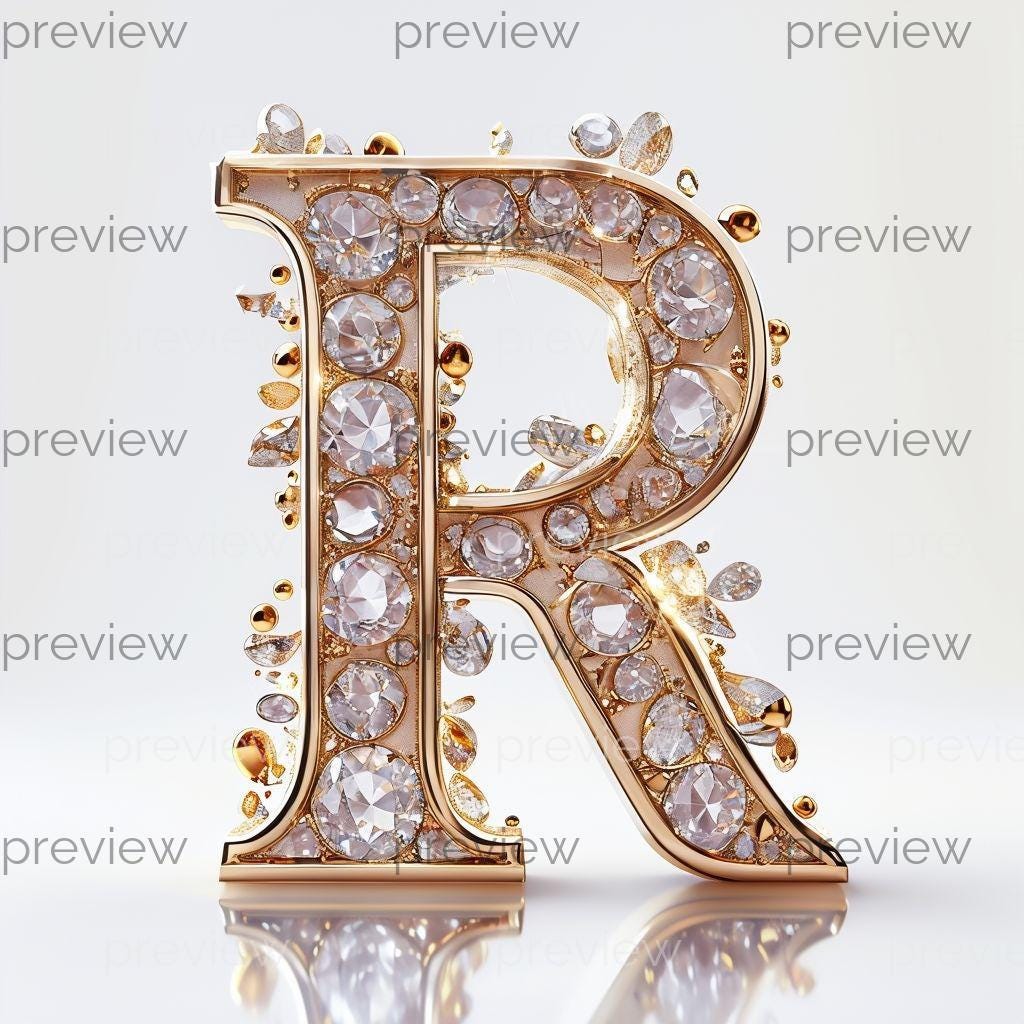R Luxurious Stylized Letter R With Gemstone Embellishments - Elegant ...