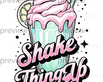 Shake Thing Up - Vibrant Milkshake Illustration with Whipped Cream and Cherry - Printable Digital Art for Fun Decor