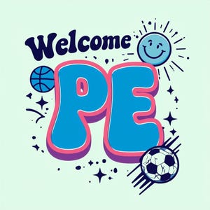 Willkommen PE - Verspielt und Bunt Clipart für Sportunterricht Sofortdownload Sublimationsdesign