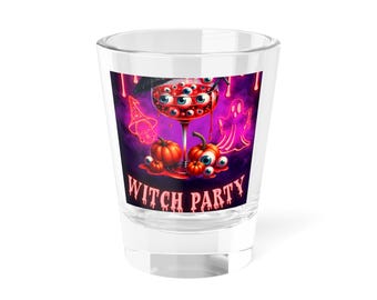 Witch Party Shot Glass, Halloween Cocktail Drinkware, 1 5oz, Spooky Barware, Wiccan Gift, Mystic Beverage Glass