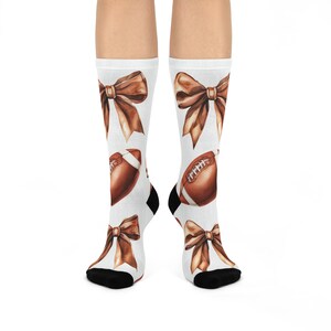 Stylish Football-Themed Cushioned Crew Socks for Game Day, Sports Fan Gift, Cozy Socks, Football Accessories, Women&#39;s Socks