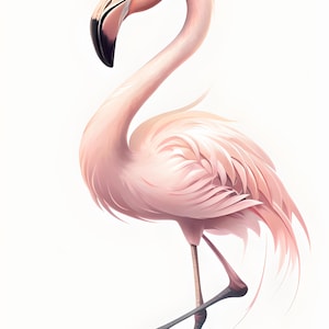 Elegante Pink Flamingo Clipart für Sublimationsdesign - Sofortiger Download Illustrative Kunst mit balancierter Haltung und strukturierten Details
