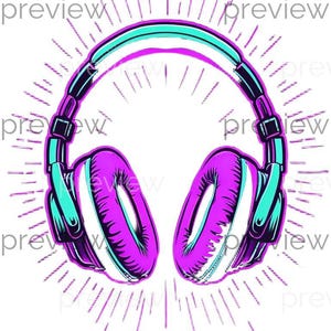 Vibrant Colorful Headphones Illustration - Stylish Digital Art for Music Lovers - Instant Download Printable Design