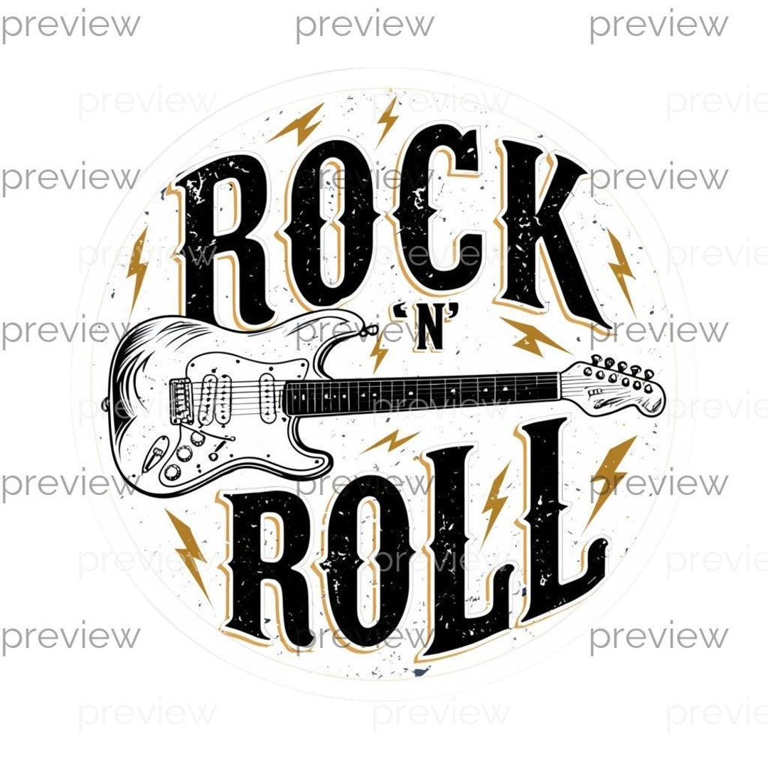 ROCK 'N' ROLL Electric Guitar Design With Lightning Bolts