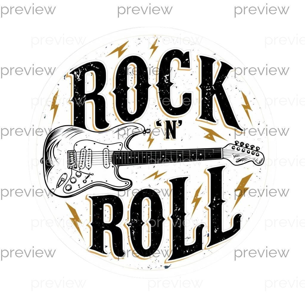 ROCK 'N' ROLL Electric Guitar Design With Lightning Bolts