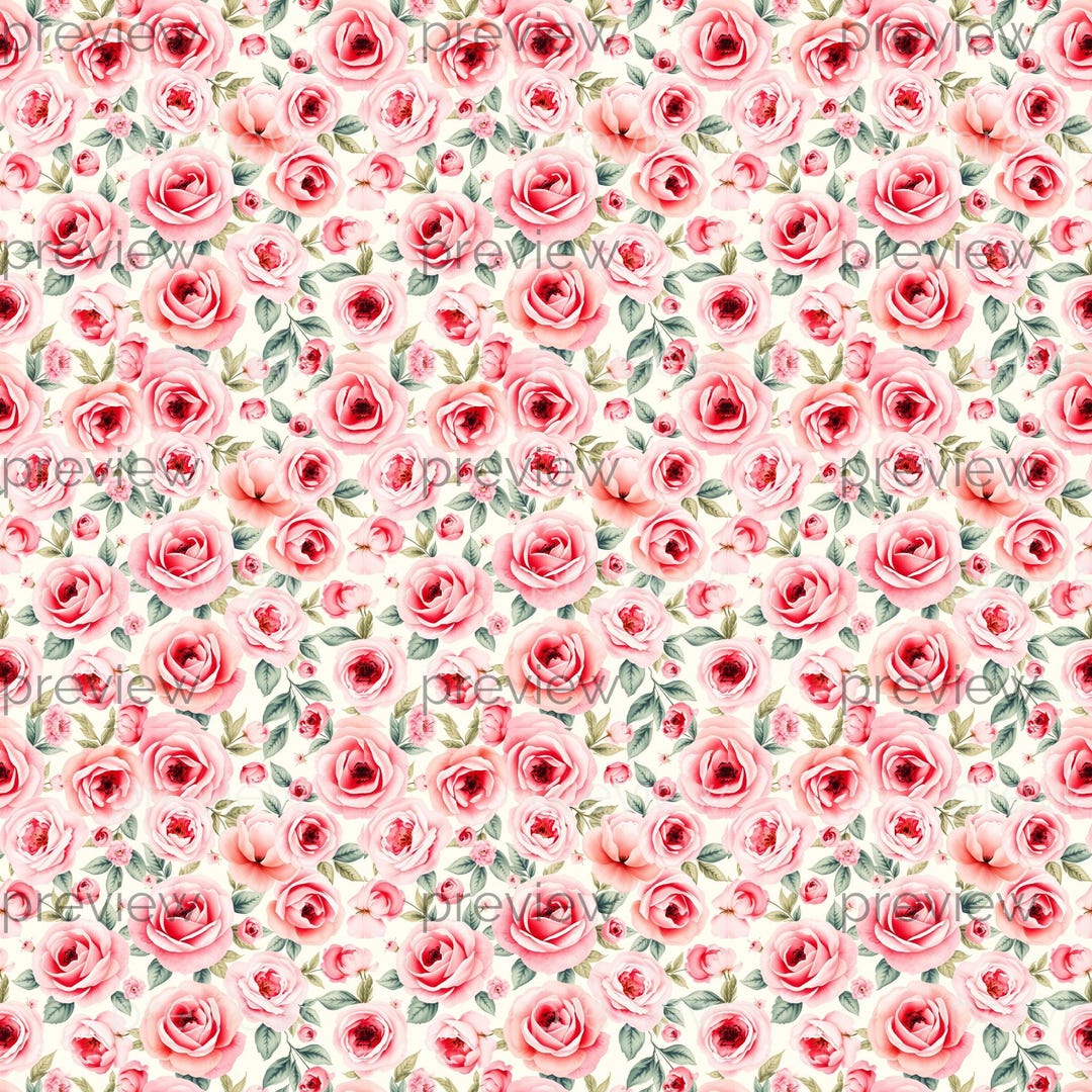Pink Patterned Paper Roses Delicate Pink Roses Seamless Floral Pattern for Digital Paper, Gift ...