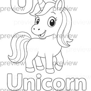 Verspieltes Einhorn Design mit fettem Buchstaben U und Wort Unicorn - Perfekt für nahtlose Muster und druckbare Geschenkverpackungen