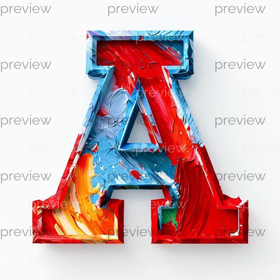 A Vibrant Three-dimensional Letter A in Glossy Blue and Dynamic Paint ...