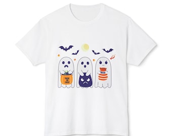 Cute Halloween Ghosts Unisex T-Shirt, Spooky Shirt, Fall Apparel, Halloween Costume, Ghost T-Shirt, Trick or Treat Tee
