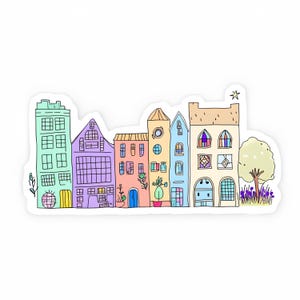 Skurrile bunte Häuser im Cartoon-Stil Clipart - Instant Download für Sublimationsdesign und kreative Projekte