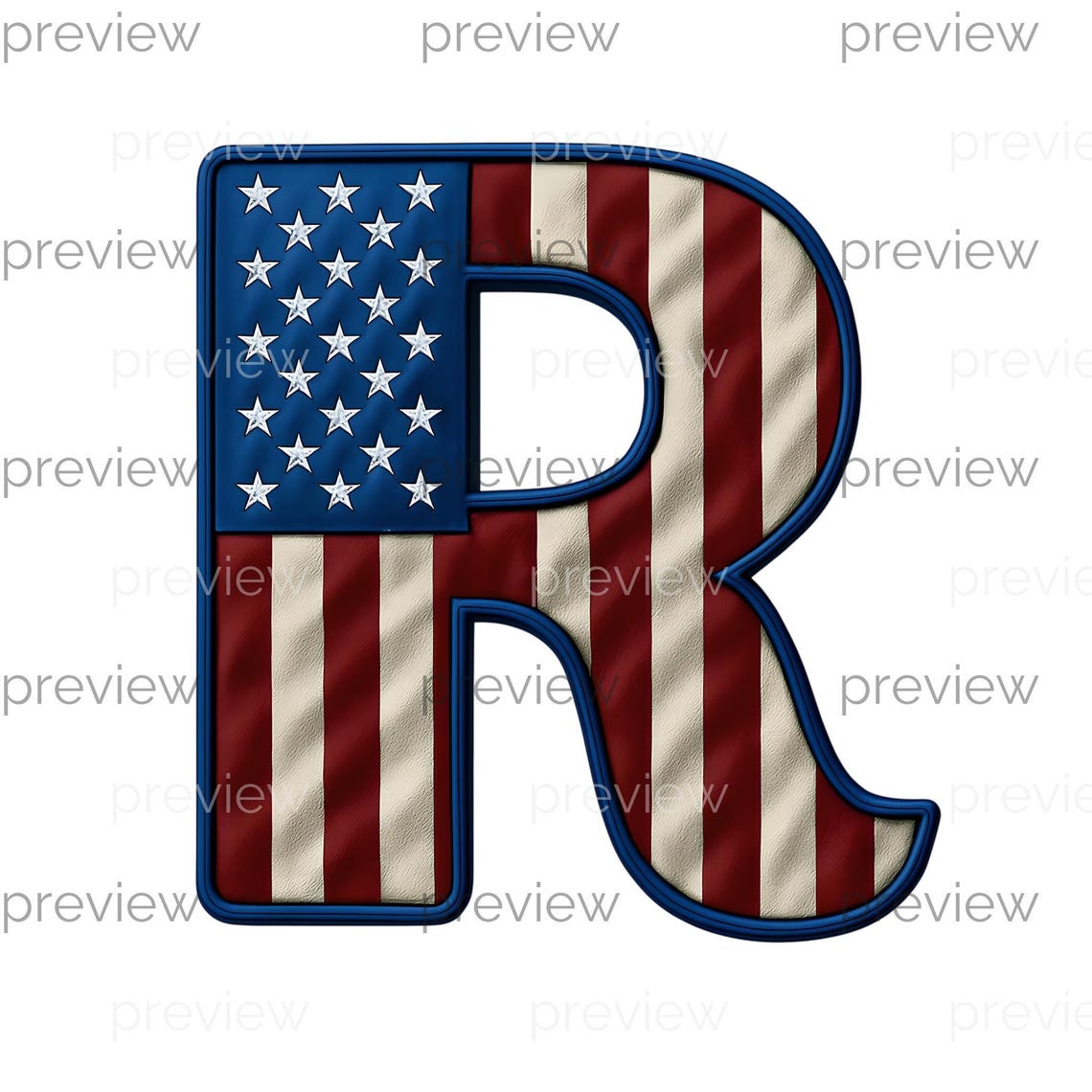 R Patriotic Letter R Artwork With Stars and Stripes - Printable Digital ...