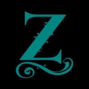 Letra Z estilizada en verde azulado vibrante para descarga instantánea - Diseño decorativo y artístico de sublimación