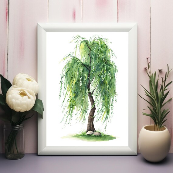 エルテ Erte「Willow Tree」シルクスクリーン 10号大 サイン Whimsical Willow Tree Illustration - Artistic Digital Art for Wall