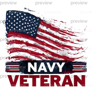 Proud Navy Veteran Brushstroke American Flag Art - Digital Download for Military Appreciation and Honor