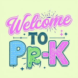 Willkommen bei Pr-K Bunt Clipart zum Sofort-Download - Verspieltes Sublimations-Design für Lern- und Kreativprojekte