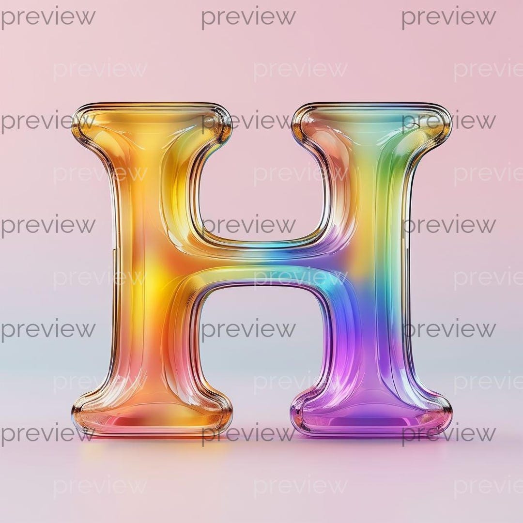 H Glossy Rainbow Letter H - Modern Digital Art With Vibrant Gradient ...